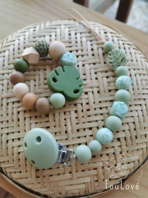 Anneau de dentition en silicone & bois – modèle Monstera