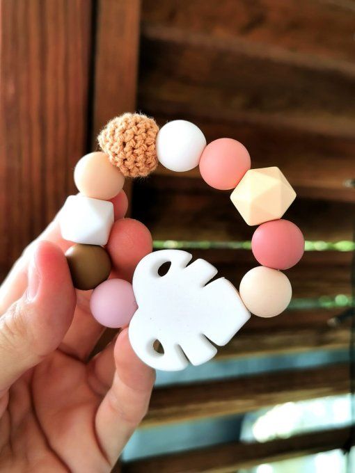 Anneau de dentition en silicone & bois – modèle Monstera