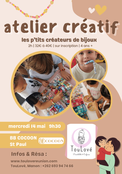 Création de Bijoux pour enfants en perles de silicone à BB COCOON St-Paul le 14 mai