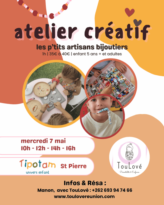Atelier créatif - bijou en perles de silicone - à TIPOTAM le 7 mai - 