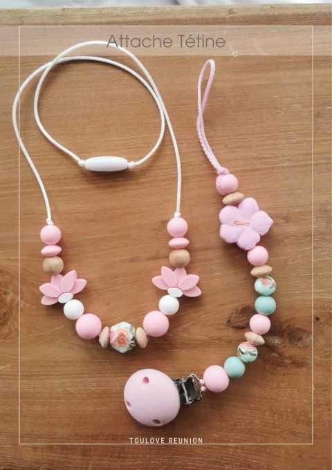 Attache-tétine en silicone “Hibiscus”