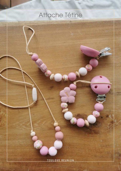 Attache-tétine en silicone “Hibiscus”