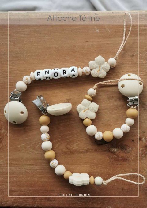 Attache-tétine en silicone “Hibiscus”