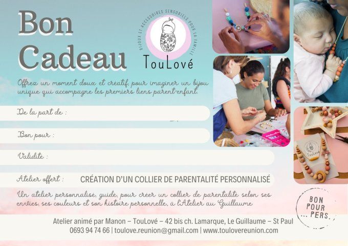 Bon Cadeau ATELIER Création de collier de parentalité