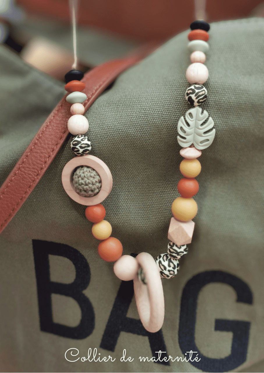 Collier de portage, allaitement et dentition "Graou Mania" - modèle unique