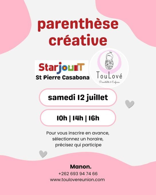 Atelier création de bijoux en perles silicone - à STAR JOUET St Pierre le 12 juillet -