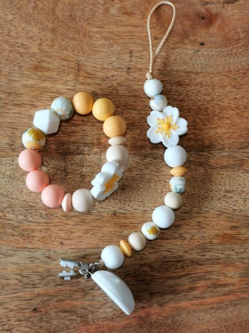 Anneau de dentition en silicone - Fleur d’Églantine